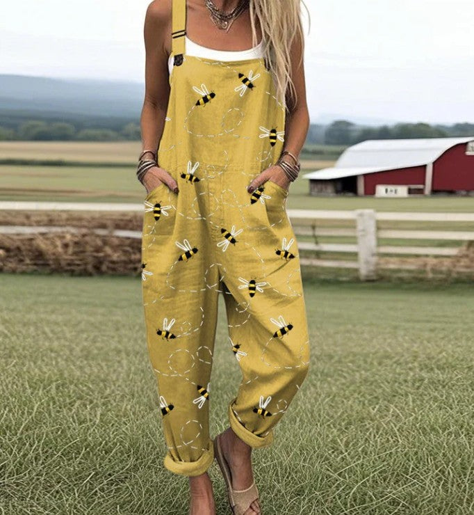 Women's Printed Pocket Wide Leg Jumpsuit