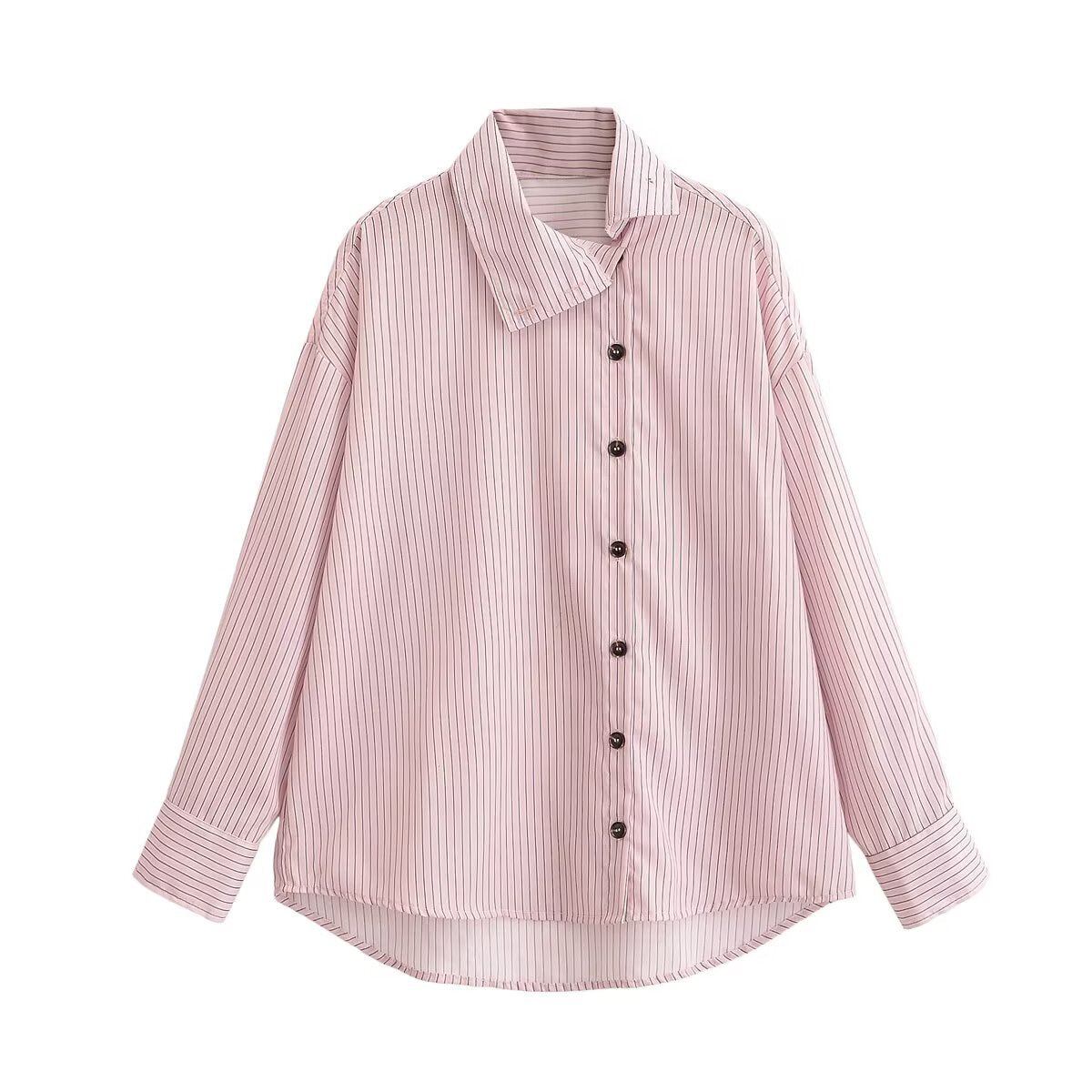 Sweet And Trendy Irregular Striped Turtleneck Shirt