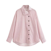 Sweet And Trendy Irregular Striped Turtleneck Shirt