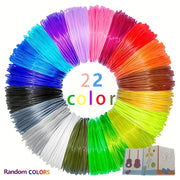 Multi‑Color PLA 3D Printing Filament – 1.75 mm, 12/22/42 Colors, 118 inches per Spool, Includes 10 Random Pattern Tracing Papers