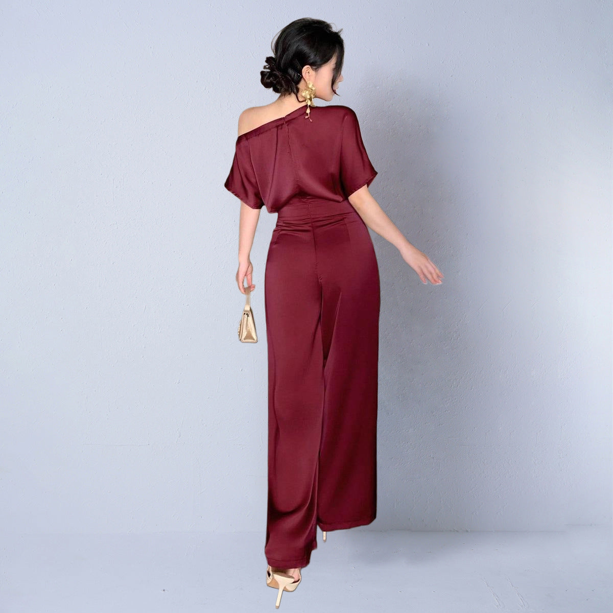 Silky Asymmetrical Elegant Women's Jumpsuit
