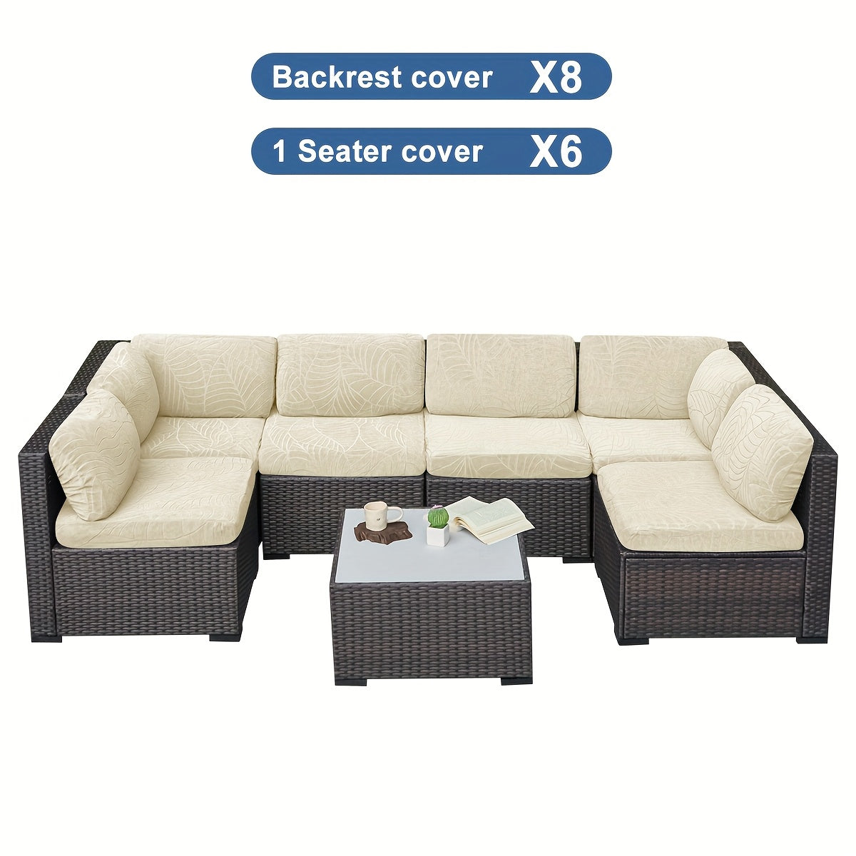 12/14pcs Stretch Large Leaf Jacquard Outdoor Terrace Cushion Covers Sofa Chair Covers Sofa Covers Pillow Covers Replacement Furniture Covers Suitable for Pets Washable