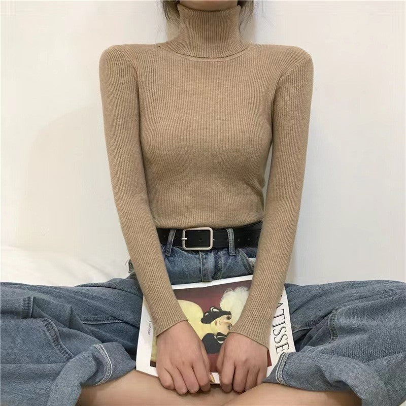 Slim-Fit Mock Neck Long-Sleeve Layering Sweater