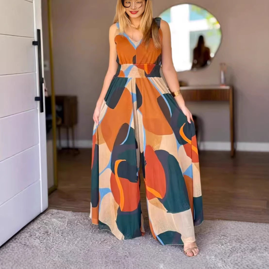 Tie-Dye High-Waisted Wide-Leg Jumpsuit