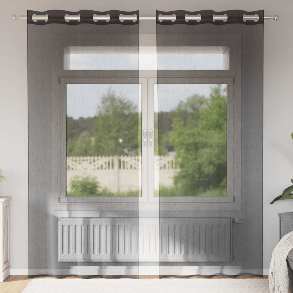 Voile Curtains with Eyelets, 2 Pcs.