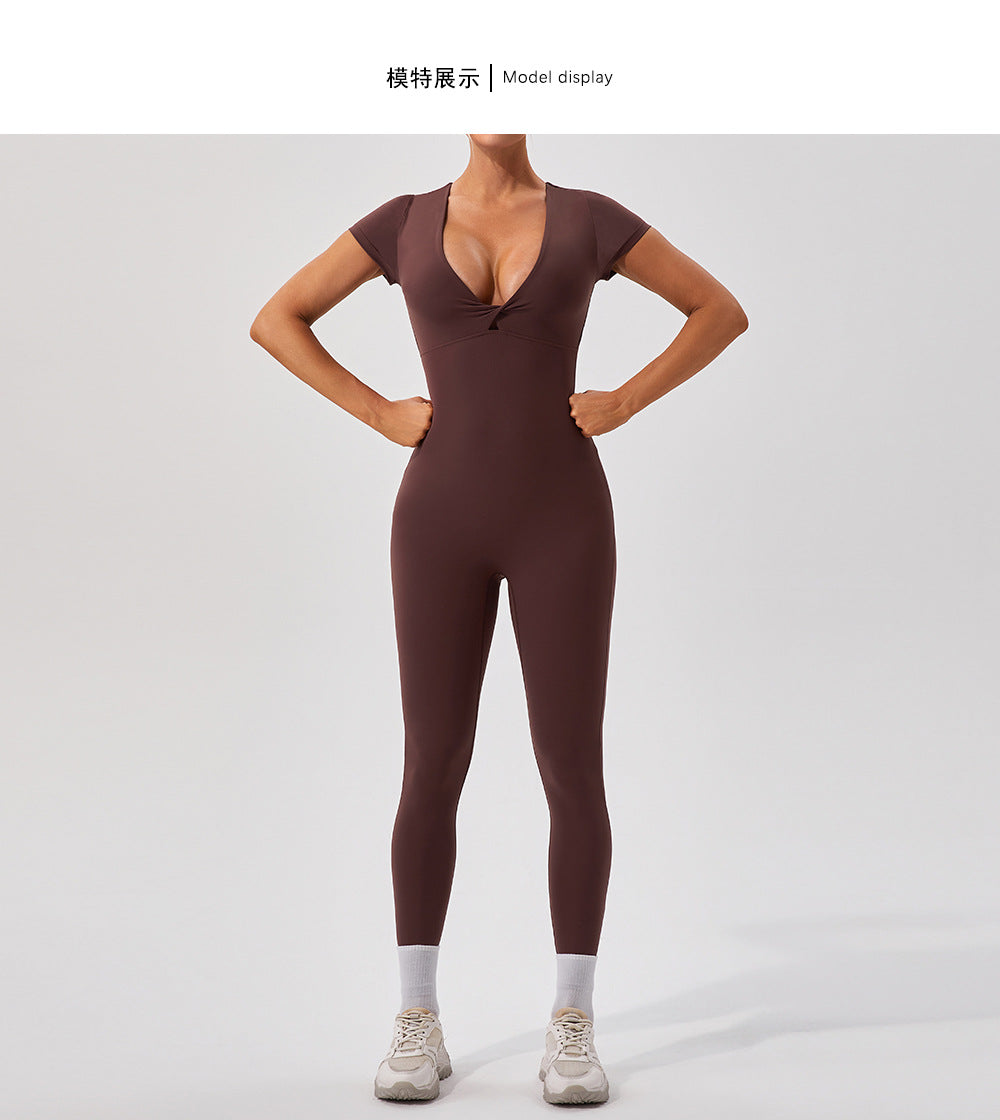 Nude-Feel Short Sleeve Yoga Jumpsuit