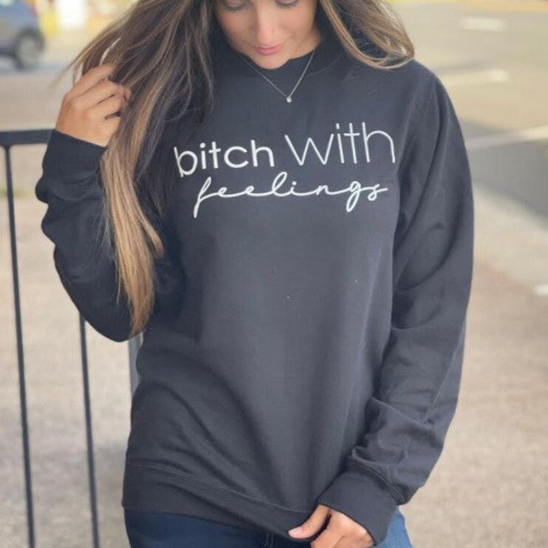 Cute Letter Print Emotion Dog Pullover Sweatshirt