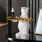 1pc/High-end White Polar Bear Storage Ornament, Multiple Styles, Can Only Hold Lightweight Items, Bohemian Classic Cartoon Animal Decorative Tray, Perfect for Bedroom, Office, Living Room, Halloween…