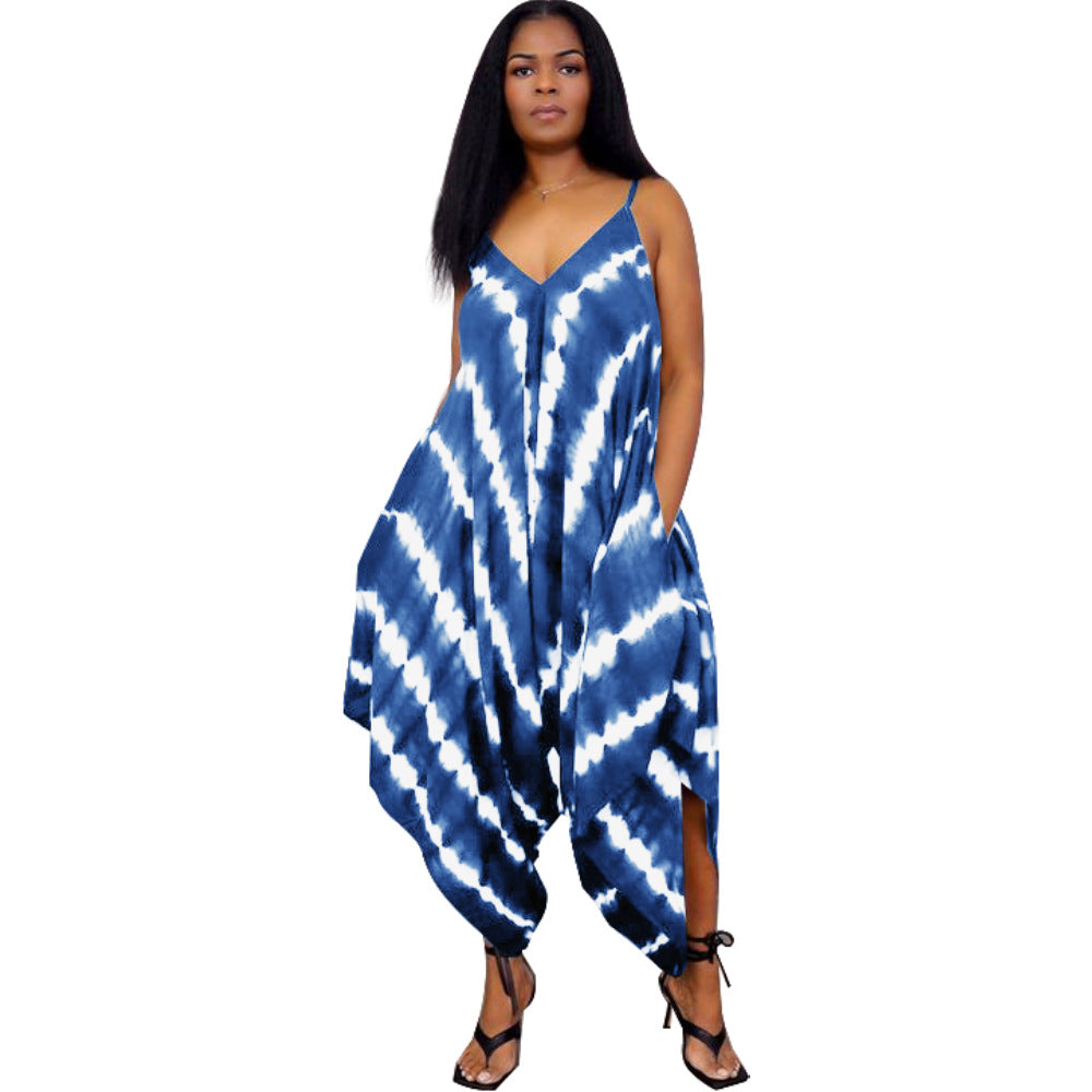 Chic Printed Sleeveless Split Jumpsuit