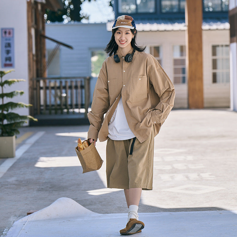 Women's Cotton Loose Solid Color Casual Shirt
