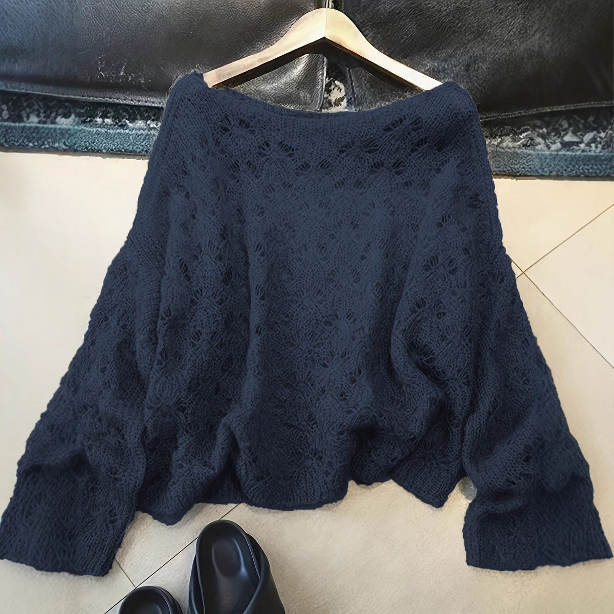 Cutout Blouse Thin Loose High-end All-matching Youthful-looking Pullover Knitted Top