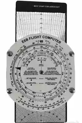 Pilot flight training E6B flight computer and flight training chart ruler