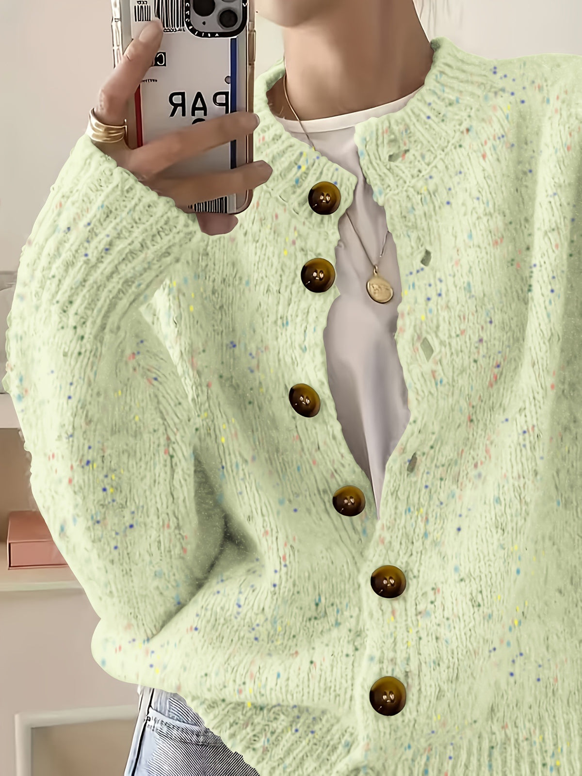 Womens Relaxed-fit Laid-back Single-breasted Long-sleeve Sweater Coat