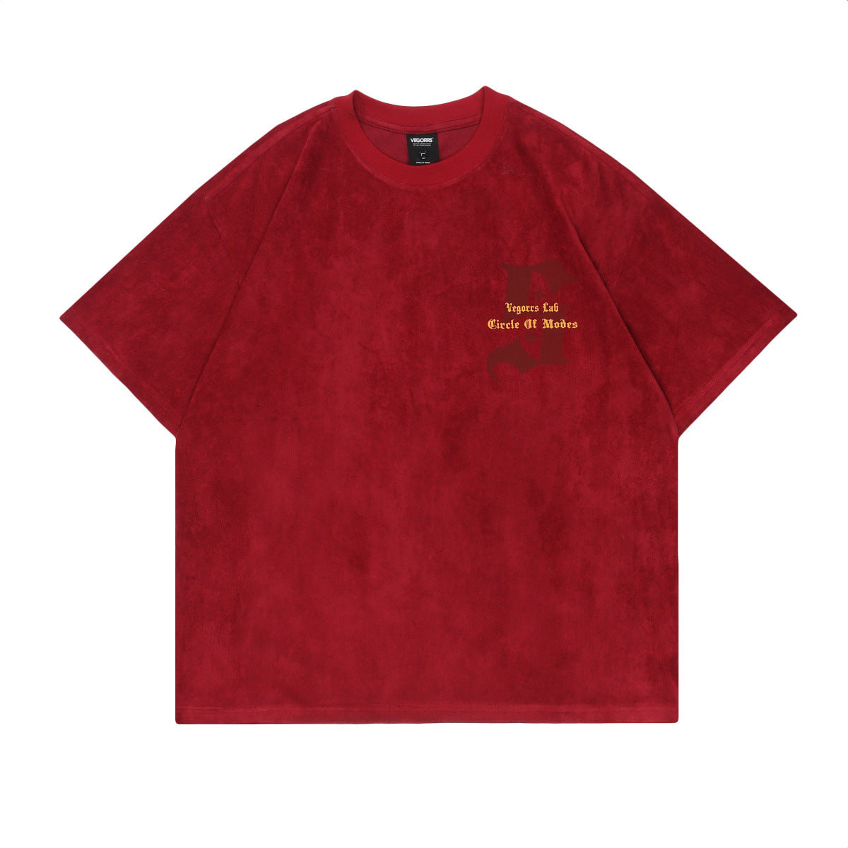 Retro Letter Print Suede Short Sleeve Tee