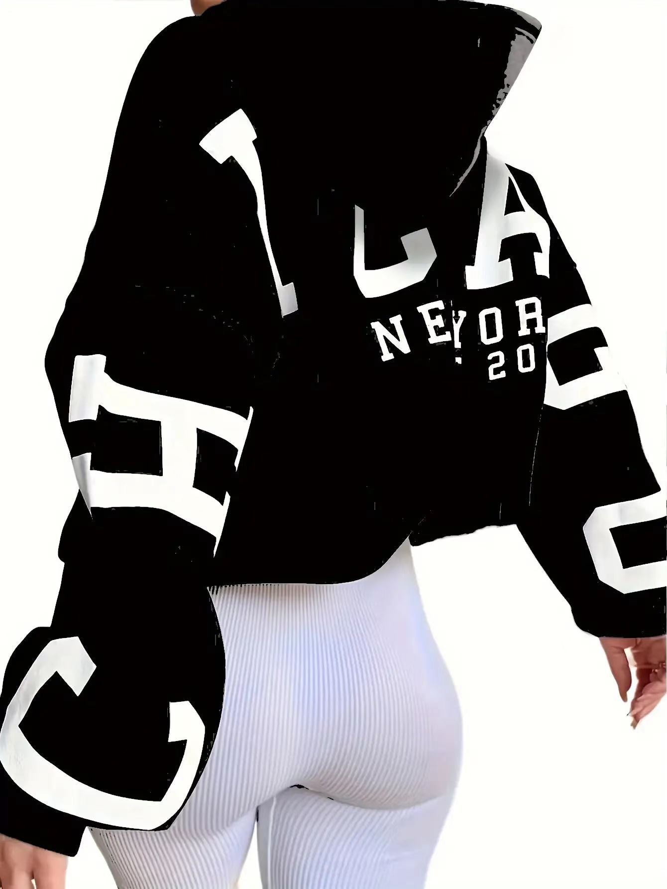 Women's Letter Print Oversized Hooded Sweatshirt