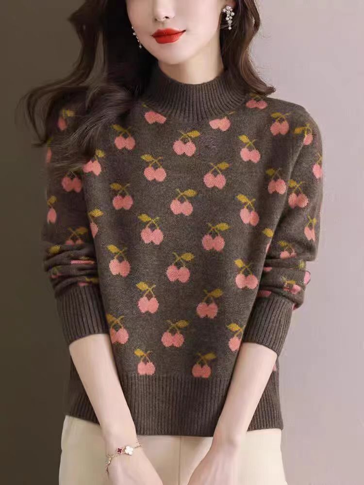 Women's Cashmere Sweater Autumn and Winter New Half Turtleneck Bottoming Shirt