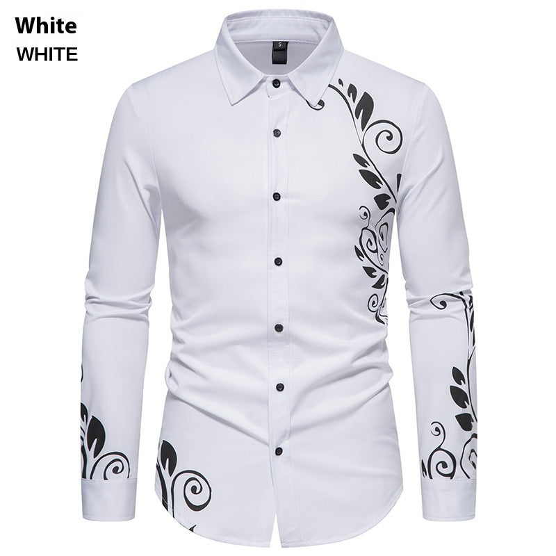 Men's Autumn New Digital Printed Long-sleeved Shirt