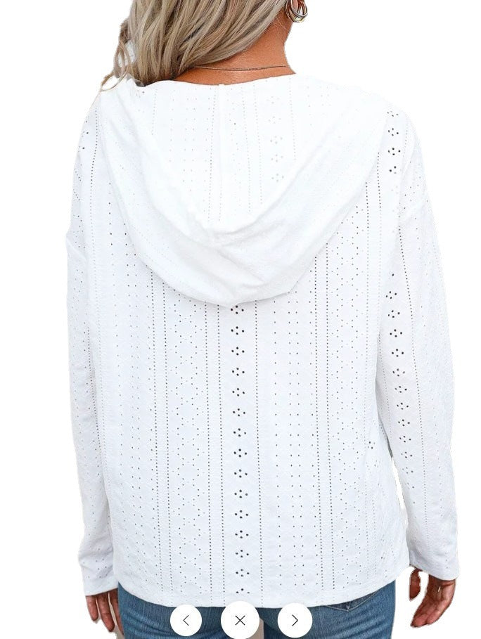 Chic Hollow Knit Long-Sleeve Sweater for Women