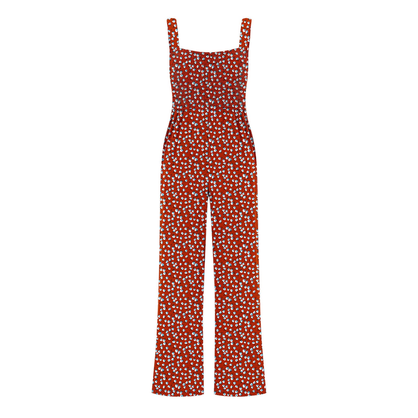 Chic Printed Wide-Leg Overalls with Pleated Pockets