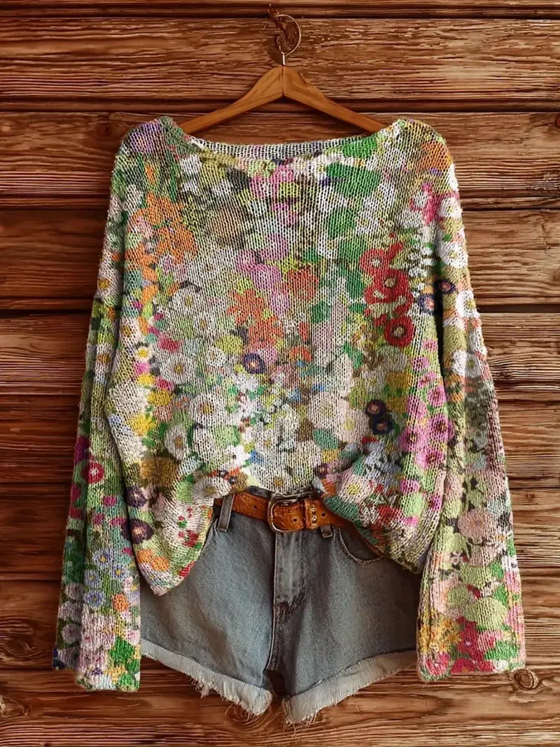 Oversized Loose Long Sleeve Pullover Women's Comfortable Sweater, Casual Long Sleeve Sweater
