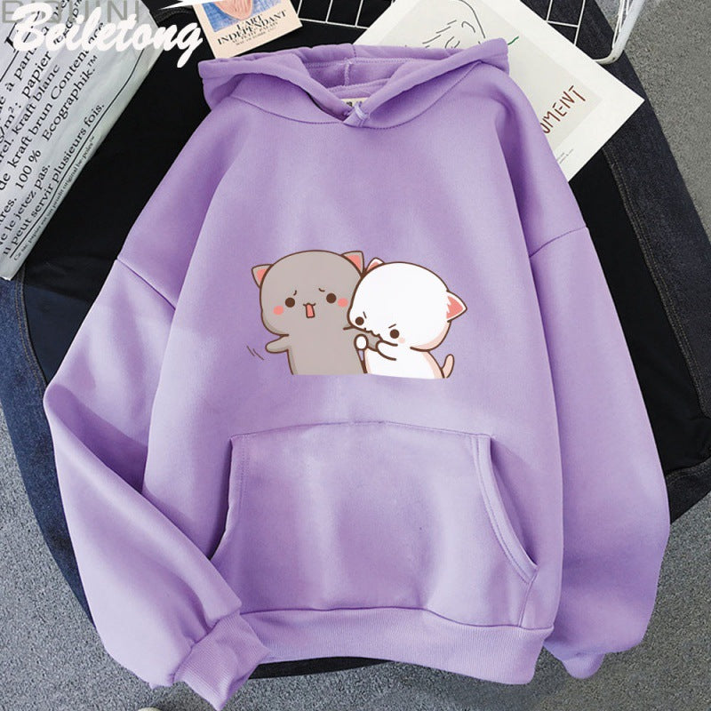 Women's Cartoon Print Casual Hoodie Streetwear Pullover