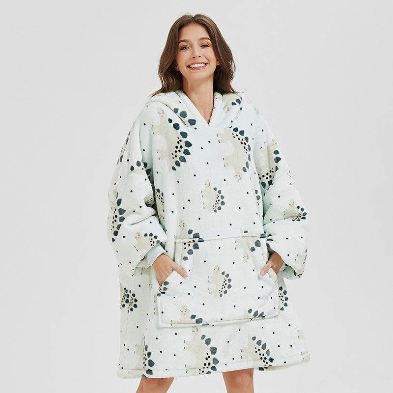 Flannel Homewear Night-robe Casual Hooded Sweater