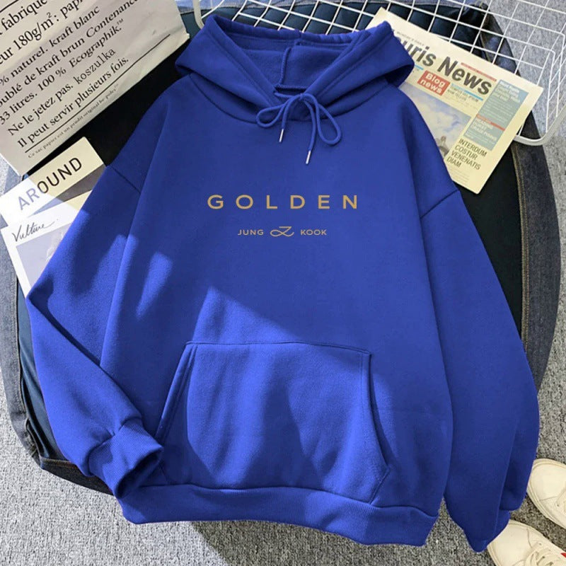 Gold Pattern Printed Leisure Pullover Sweater