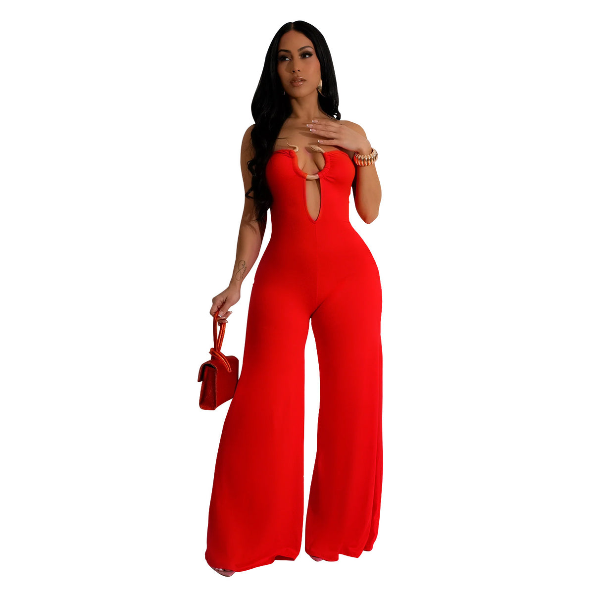 Chic Sleeveless Solid Color Long Jumpsuit for Women