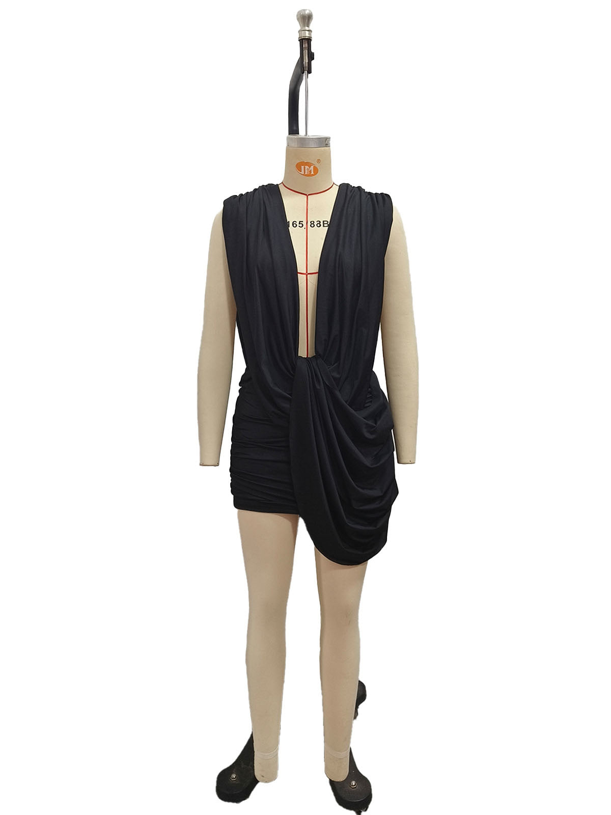 Pleated Sheath Mini Skirt Solid-color Dress