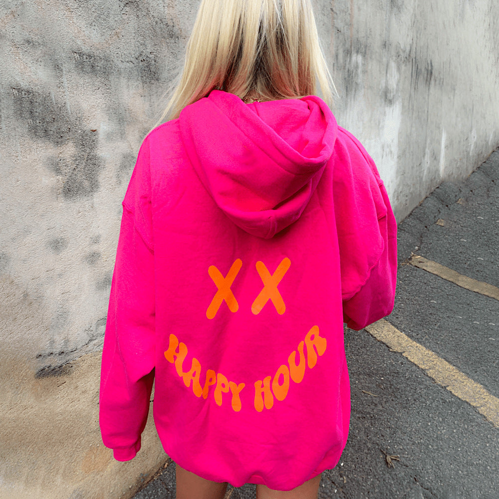 Cute 3D Letter Print Casual Pullover Hoodie