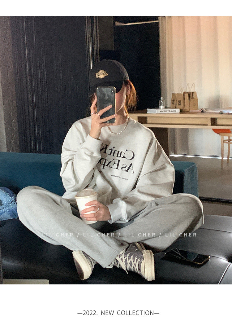 Fleece-Lined Vintage Casual Pullover Sweatshirt