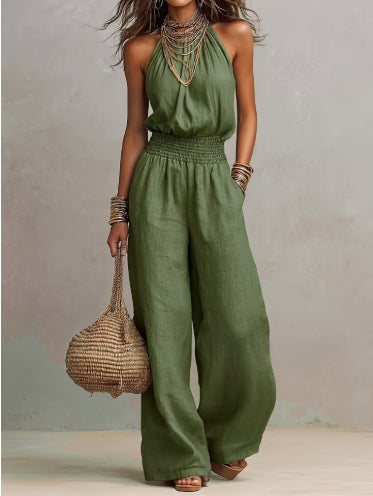 Chic Halter Backless Wide-Leg Jumpsuit