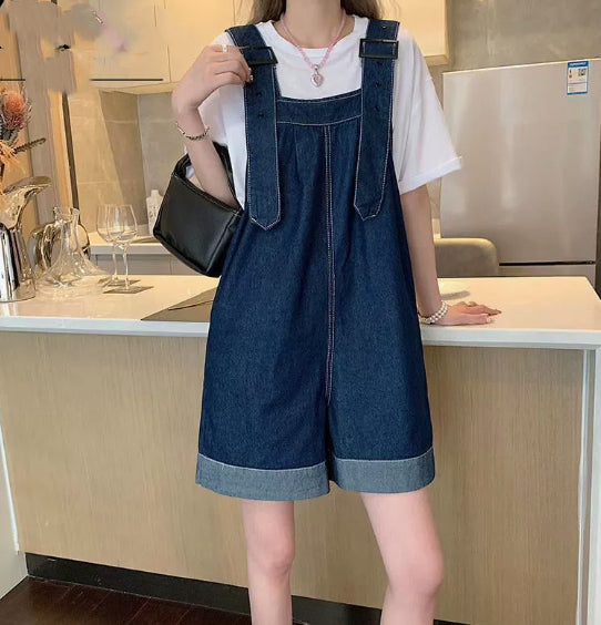 Women's Trendy Denim Overalls Shorts Versatile Casual Romper