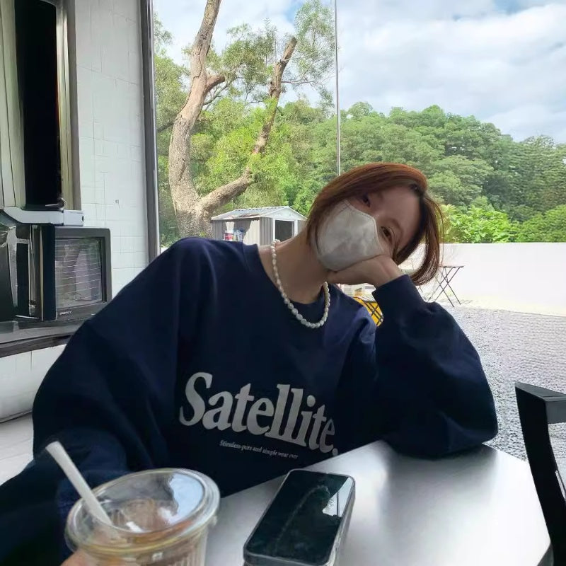 Retro Letter Knit Pullover Loose Fall Sweater