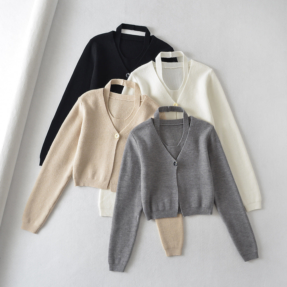 Chic Knit Cardigan & Vest Set for Effortless Style