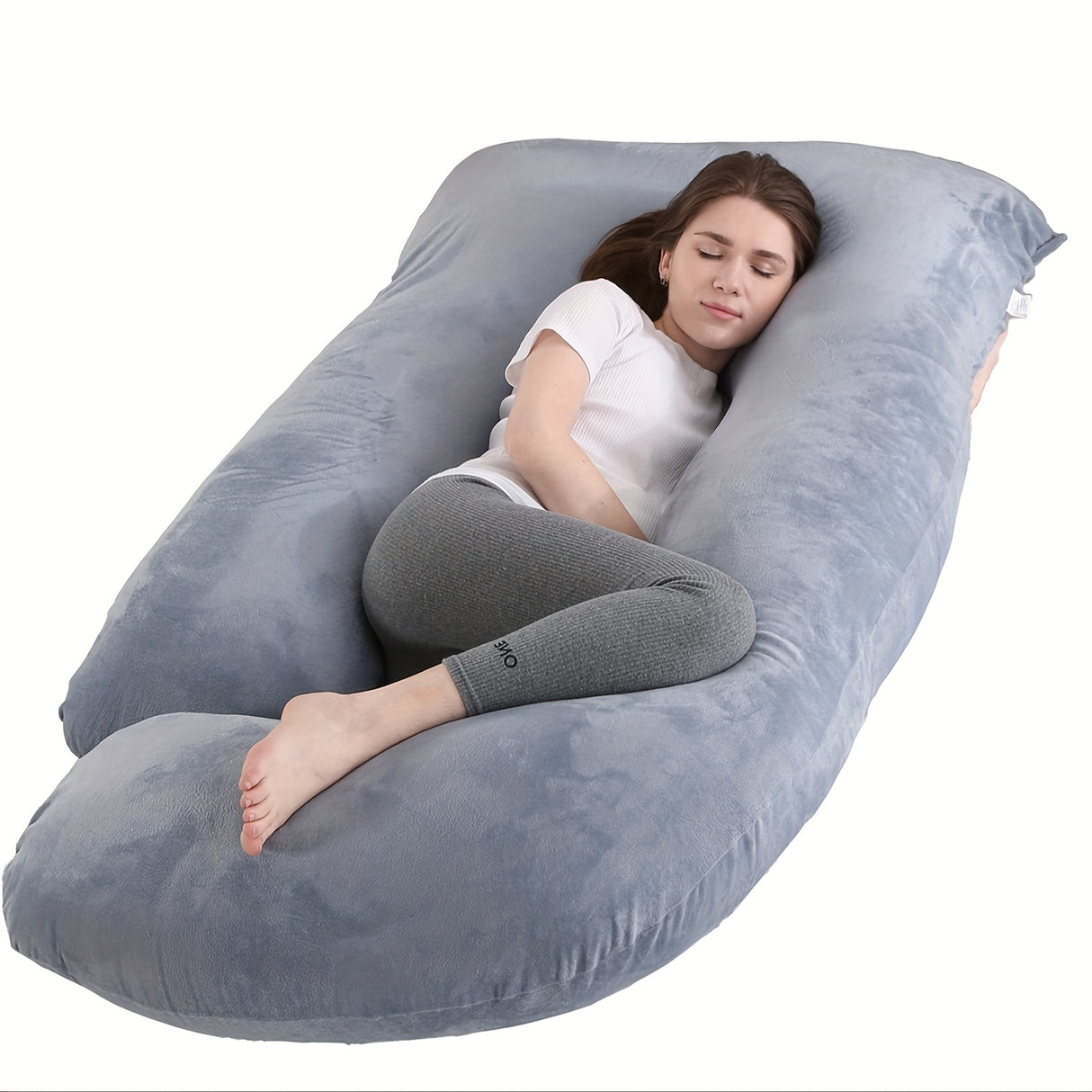 60-inch J-Shaped Full Body Pillow, Maternity Pillow, Maternity Full Body Pillow With Velvet Pillowcase, Full Body Pillow With Back, Leg, And Tummy Support, Helps Ensure Adequate, Comfortable Sleep,...