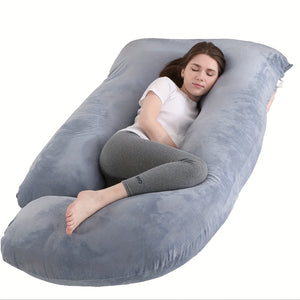 60-inch J-Shaped Full Body Pillow, Maternity Pillow, Maternity Full Body Pillow With Velvet Pillowcase, Full Body Pillow With Back, Leg, And Tummy Support, Helps Ensure Adequate, Comfortable Sleep,...