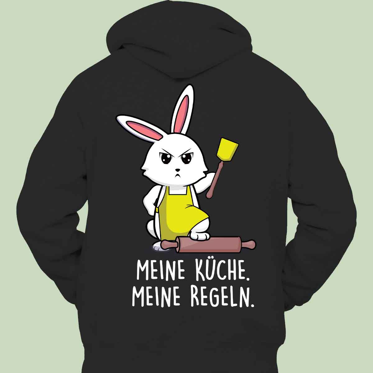 Cute Kitchen Rabbit Unisex Hoodie with Back Print