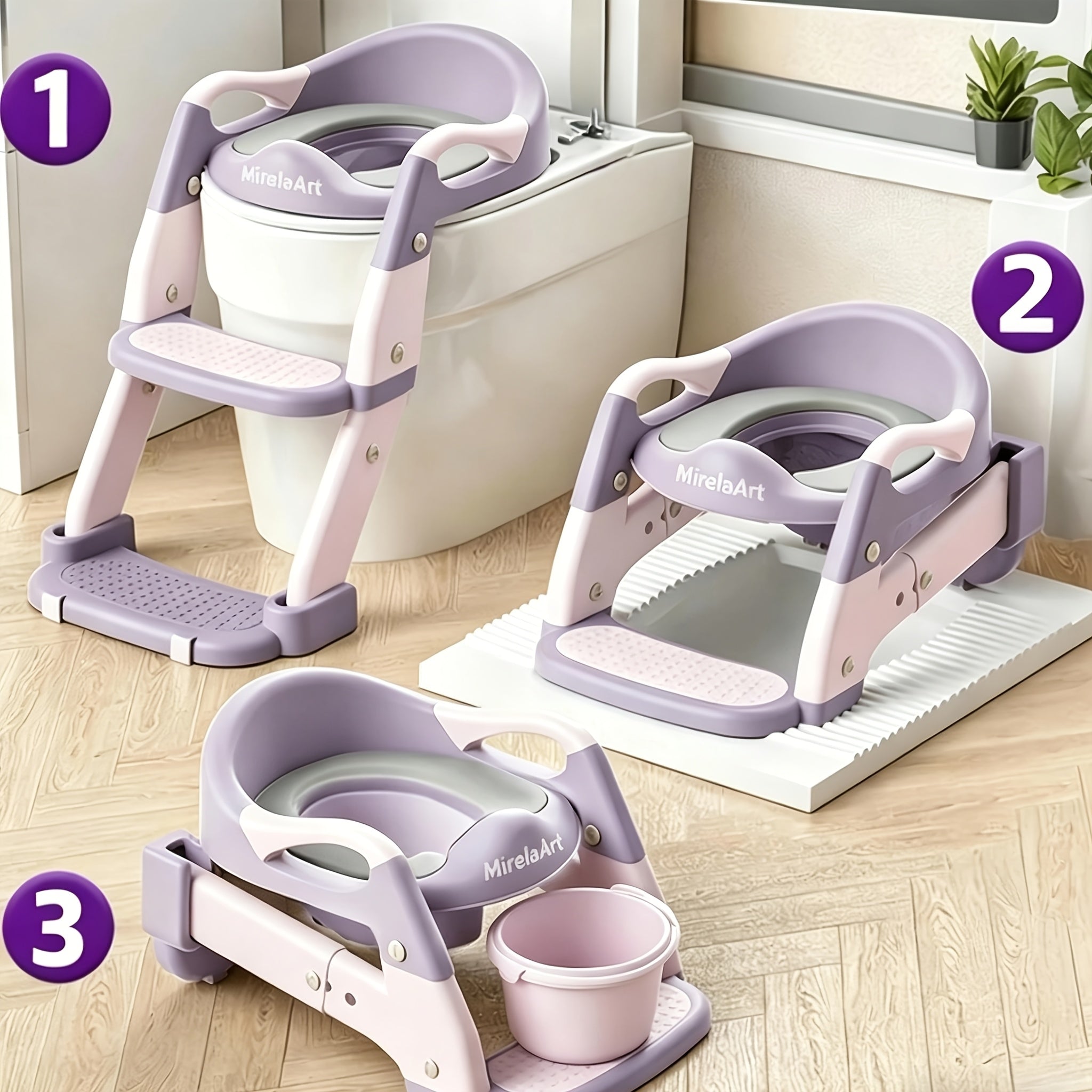 Potty Training Seat with Step Stool Ladder – Adjustable Anti‑Slip Design, Wide Steps, Splash Guard and Safety Handles