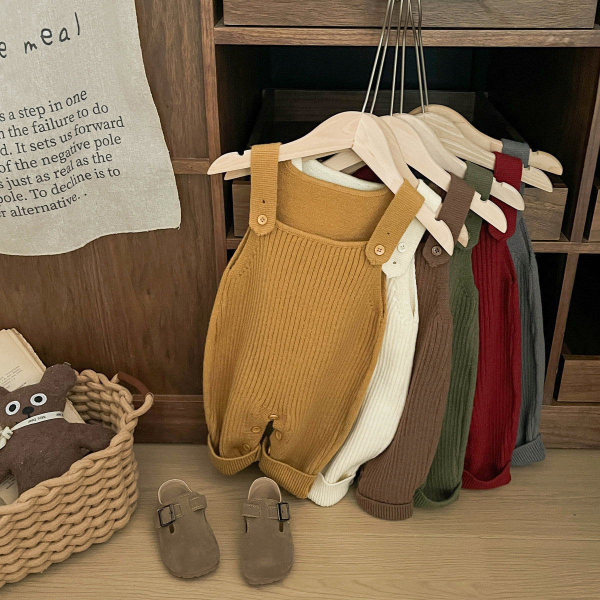 Cozy Knitted Infant Suspender Jumpsuit for Spring & Autumn
