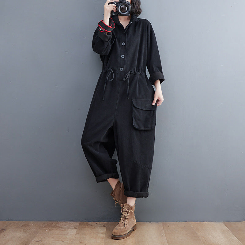 Plus Size Retro Loose One-Piece Casual Jumpsuit