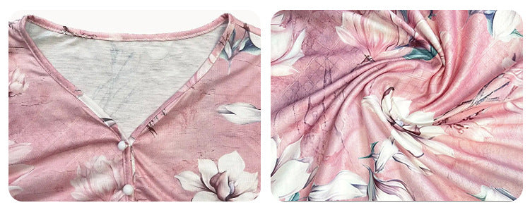 Vintage Floral V-Neck Long Sleeve Top