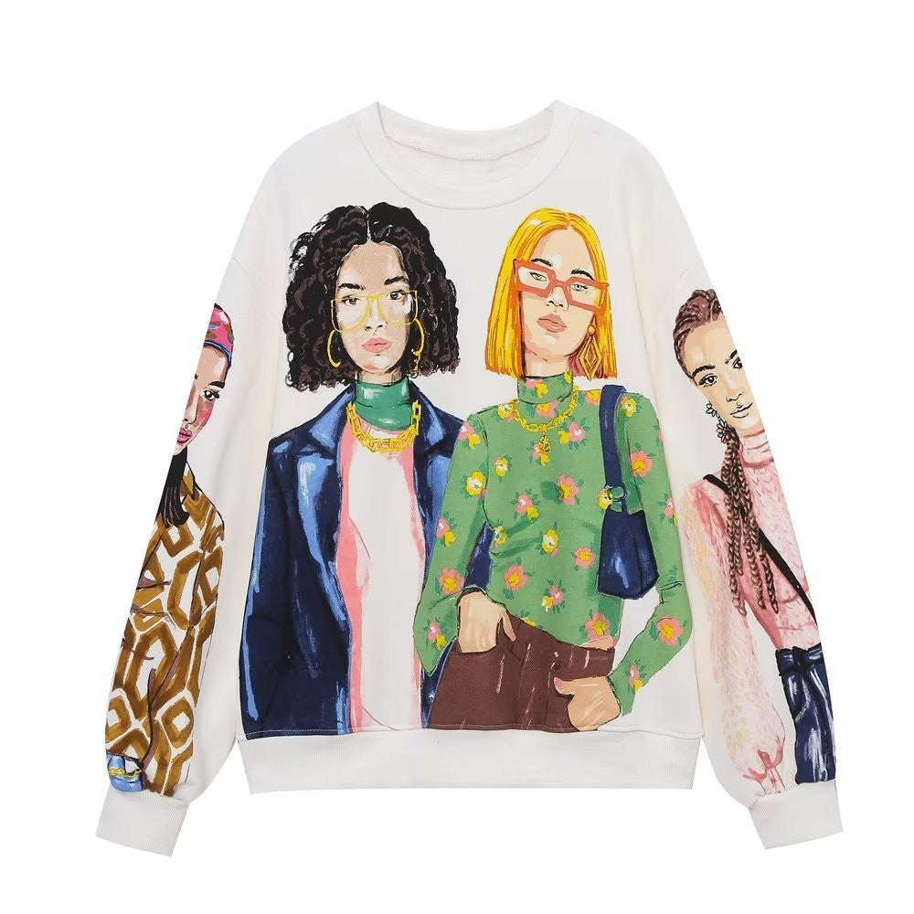 Women's 3D Digital Print Casual Long Sleeve Sweater