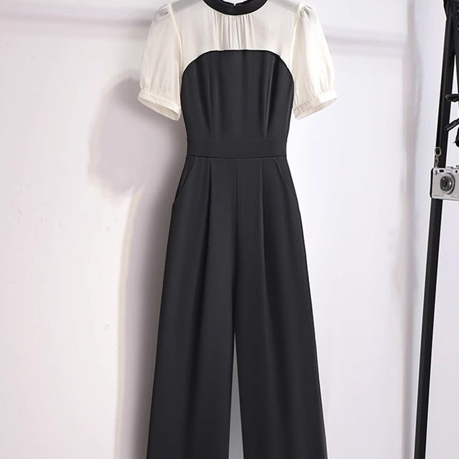 Chic High-Waisted Wide-Leg Jumpsuit with Horn Sleeves