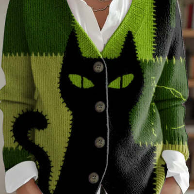 Retro Quirky Loose-fitting Crew-neck Pullover Sweater for Fall and Winter