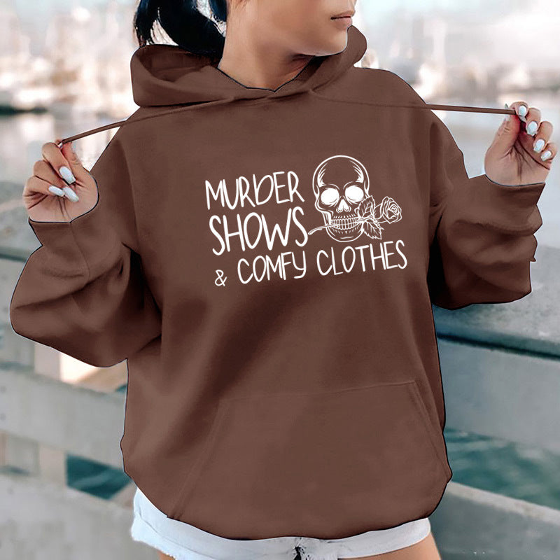Cozy Fleece Letter Print Casual Hoodie for Women