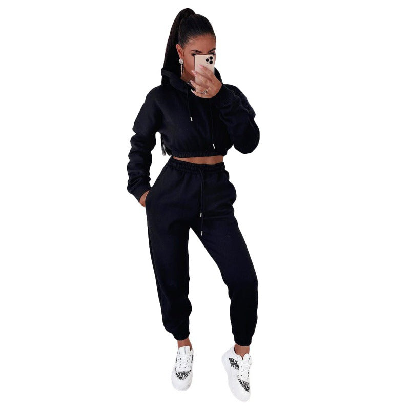 Women's Velvet Padded Hooded Two-Piece Suit
