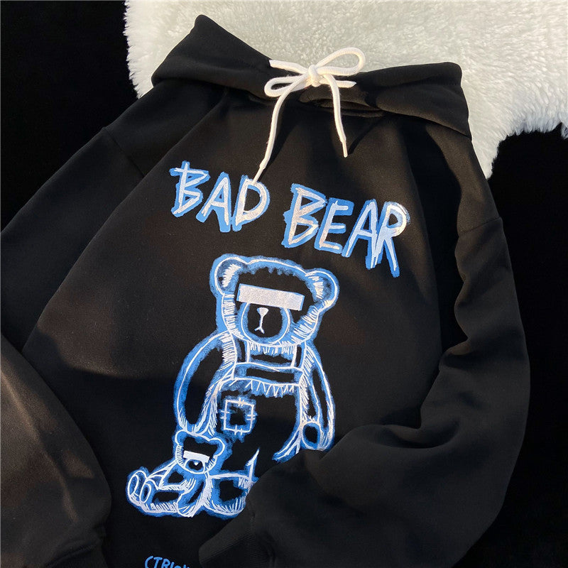 Oversized Hip-Hop Bear Hoodie | Korean Streetwear Pullover