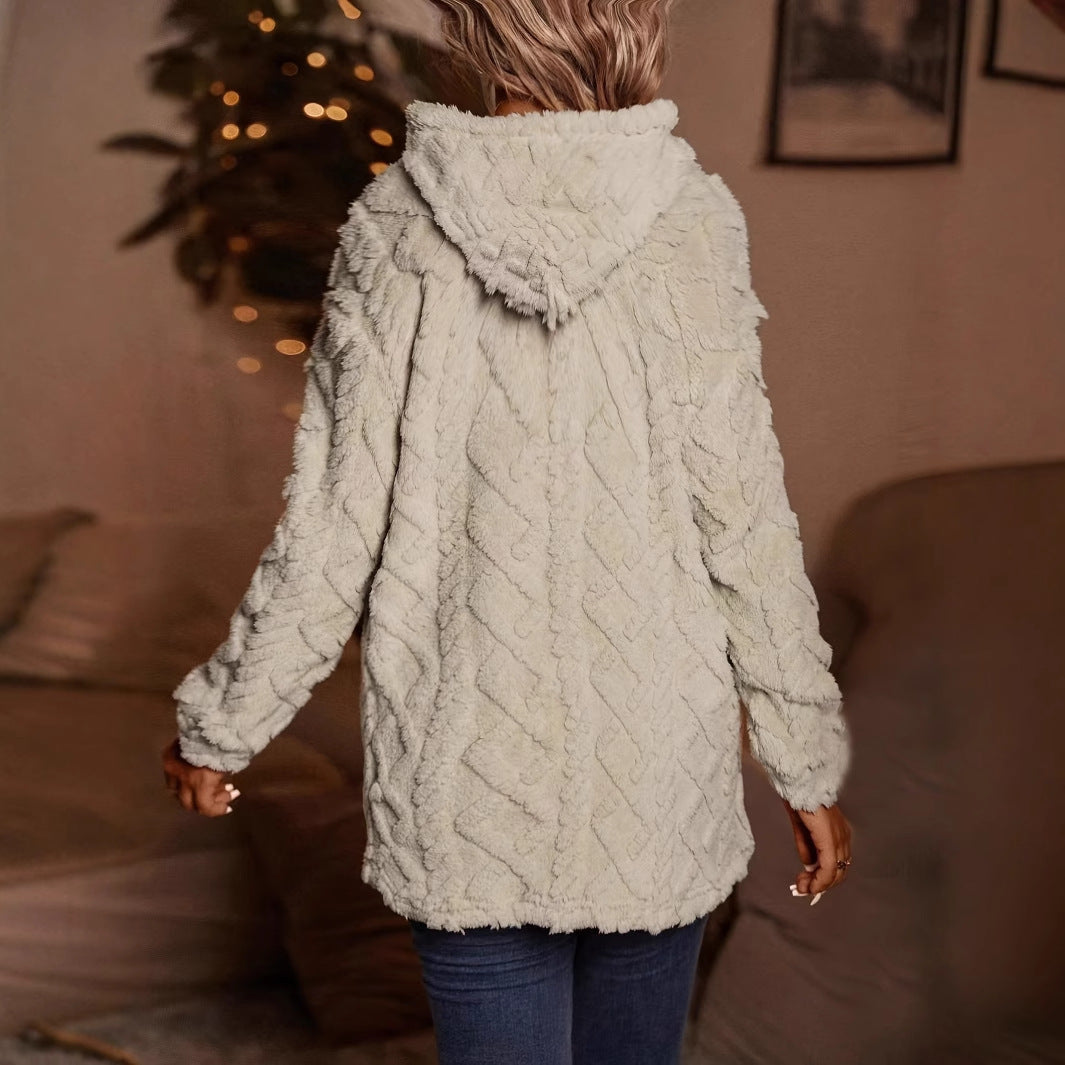 Cozy Solid Color Hooded Pullover Casual Winter Coat