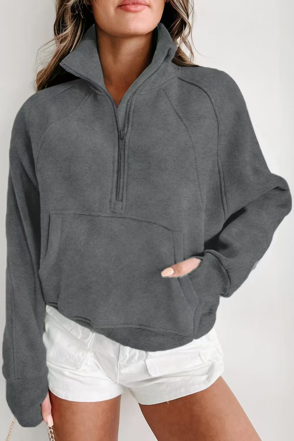Casual Stand Collar Long Sleeve Loose Hoodie